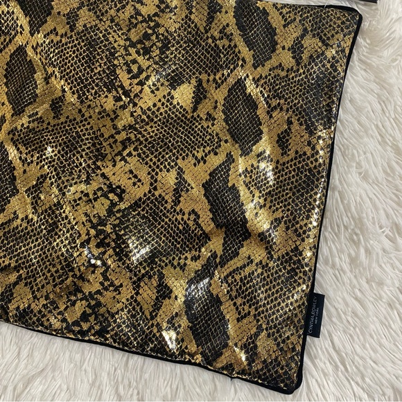 CYNTHIA ROWLEY • Black + Metallic Gold Velvet Snakeskin Decorative Pillow Cover - Picture 2 of 10